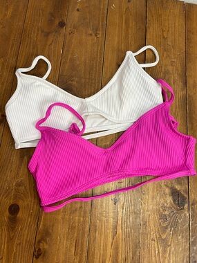 Pacsun LA Hearts pink and white swimsuit tops size XS
